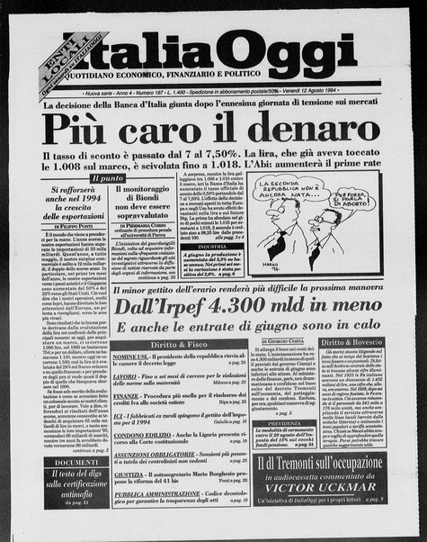 Italia oggi : quotidiano di economia finanza e politica